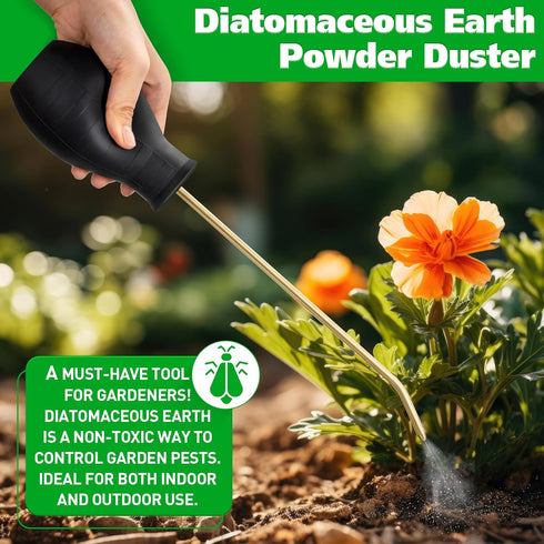 Diatomaceous Earth Powder Duster, Garden Powder Applicator Dispenser with Long Metal Tube