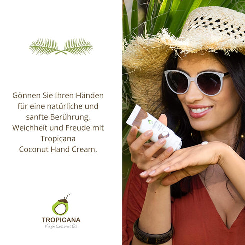 Tropicana Organic Cold Pressed Coconut Oil Hand Cream, Moisturizing, 50g, Coconut#A2U.