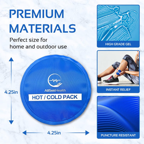 Reusable Round Hot and Cold Gel Ice Packs for Injuries | Cold Compress, Gel Ice Packs, 5 Pack
