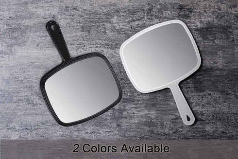 PROTECLE Hand Mirror - 10.3" L x 7.4" W Salon Barber Hairdressing Handheld Mirror with Handle, Square Black