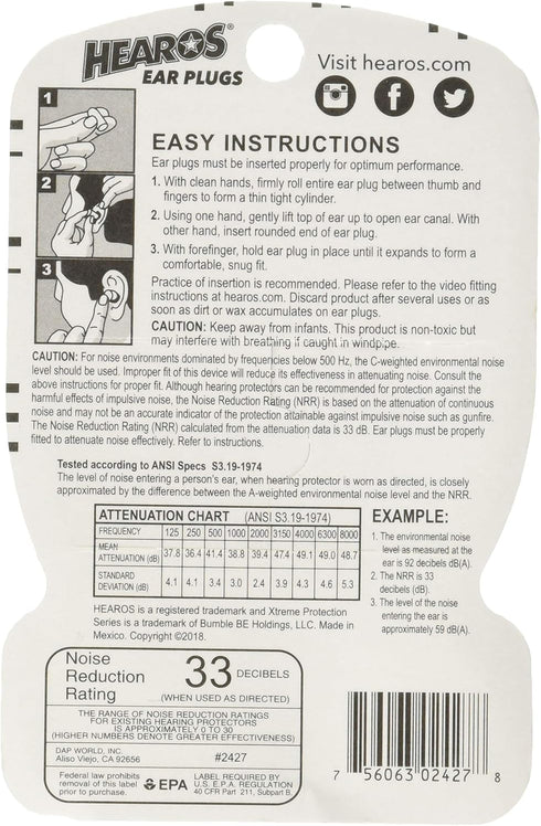 HEAROS Xtreme Protection Series Foam Ear Plugs, 14 Pair (3 Pack)
