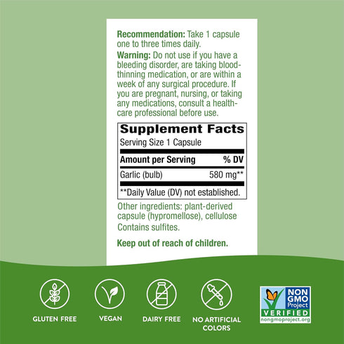 Nature's Way Bulb, 100 (Pack 2) Garlic Supports Heart Health*, Vegan Capsules