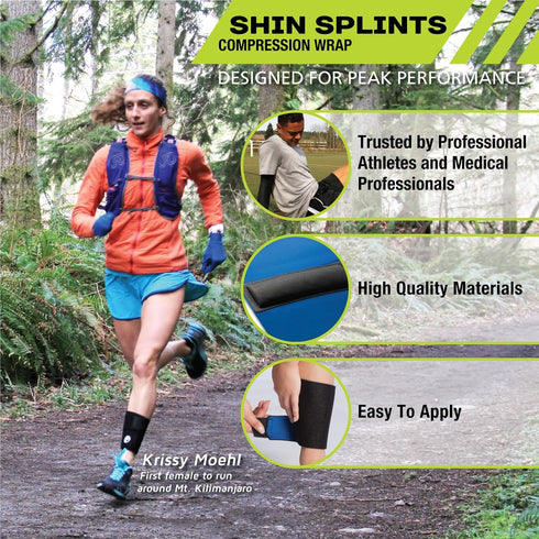 Pro-Tec Shin Splints Compression Wrap, Adjustable Support for Men and Women, Black