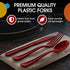 150 Pack Burgundy Plastic Cutlery Set, Heavy Duty Disposable Silverware, 50 Forks, 50 Spoons, 50 Knives for Party