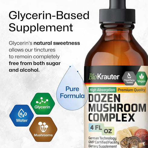 MAUWE HERBS Dozen Mushroom Tincture - Immune Support Supplement Drops, 4fl. oz Bottle
