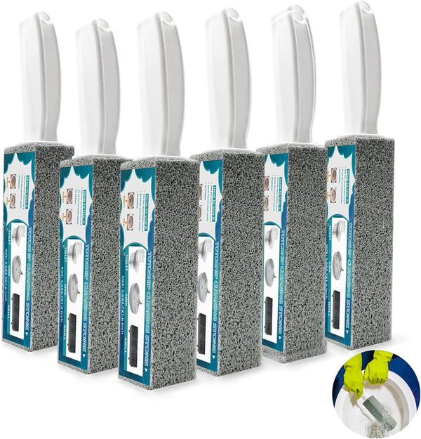 Pumice Stone for Toilet Bowl Cleaning, Household Cleaning 6 Pack with Handle