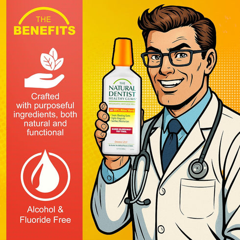 The Natural Dentist 16.9 Oz (Pack 2) Healthy Gums Mouth Wash, Orange Zest, Fl