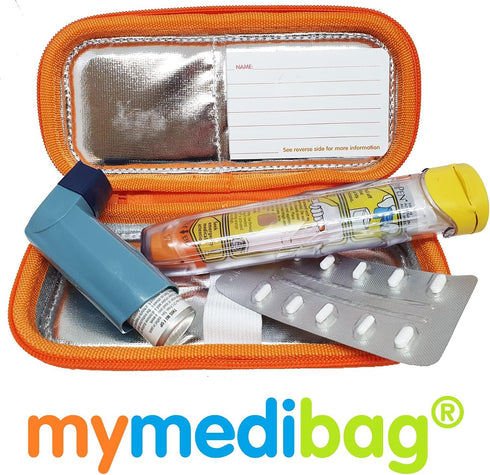 Double Epipen Carry Case - Hardcase Insulated Medication Bag, Bright Orange Epipen Holder for Emergencies