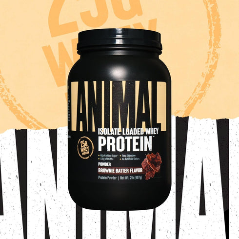 Animal Whey Isolate Protein Powder, 25g Protein, Pre & Post Workout Muscle Builder, Brownie Batter, 2 lbs
