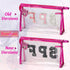 Preppy Patch SPF Clear Cosmetic Bag, Waterproof PVC Toiletry Bag for Beach Pool, Multi-Function Zippered Pouch