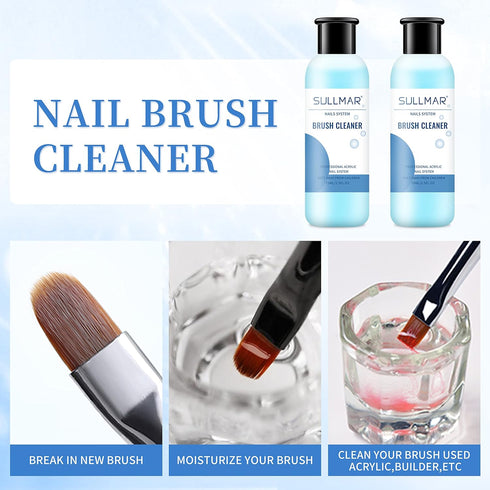 Nail Brush Cleaner 5fl.oz 150ml, Quickly Clean Nail Art Brush and Conditioner for DIY Salon at Home