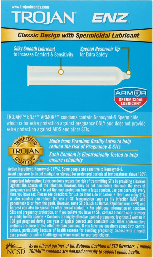 TROJAN 12 Count (Packaging ENZ Armor Spermicidal Lubricated Condoms - May Vary)