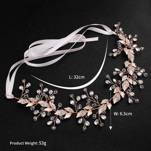 Rose Gold Crystal Bridal Headbands, Wedding Headpieces, Leaves Design Hair Accessories for Brides and Bridesmaids
