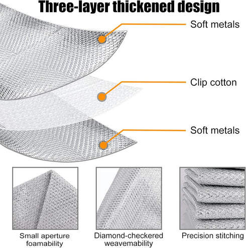 Dishcloth Pot Scrubber, Non Scratch Metal Wire Dishwashing Rags for Wet and Dry, Reusable Cleaning Pads for Kitchen