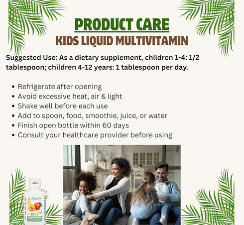 Go Healthy Multivitamin for Kids, Vegan Liquid Immune Support Supplement, 32 Servings