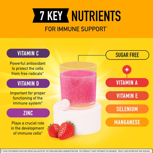 Airborne 1000mg Vitamin C with Vitamin D & Zinc, Sugar Free Immune Support Supplement, 30 Effervescent Tablets