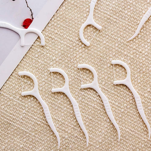 100 PCS White Dental Floss Picks, Clean Floss Picks for Oral Care