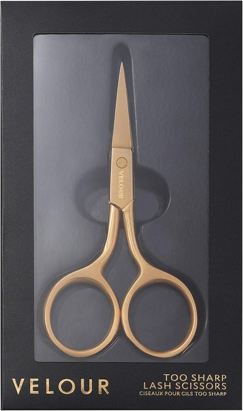 Velour Too Sharp Lash Scissors - Gold Stainless Steel - Small Hair Scissors for Brows, False Lashes, and Facial Hair - Pointed and Sharp Tip Shape Cutter - Portable Beauty Tool by Velour Lashes