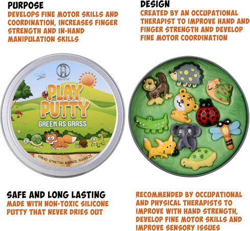 Inner-Active Play Putty Therapy Putty for Kids with Charms Green as Grass Theraputty Medium Resistance, Increase fine