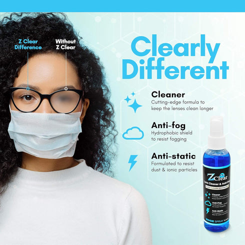 Anti-Fog 6oz Spray | Safe for all Lenses | Eye Glasses Cleaner, Goggles Anti Fog, Sunglasses Cleaner, Microfiber Cloth