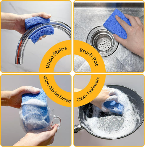 12 Pack Large Cellulose Sponges, Durable Kitchen Dish Sponge for Cleaning, Compressed Packaging, Multi-Use
