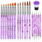 TOROKOM 19 Pcs Nail Art Brushes Set, Acrylic Nail Brush Set for Nail Art Painting and Dust Removal Tools (Purple)