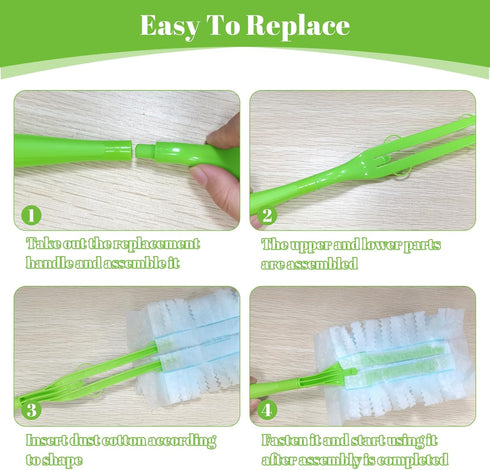 Extendable Duster Mop Handle - Includes 3pc Extended Handles, Compatible with Refill, Detachable and Replaceable (3,