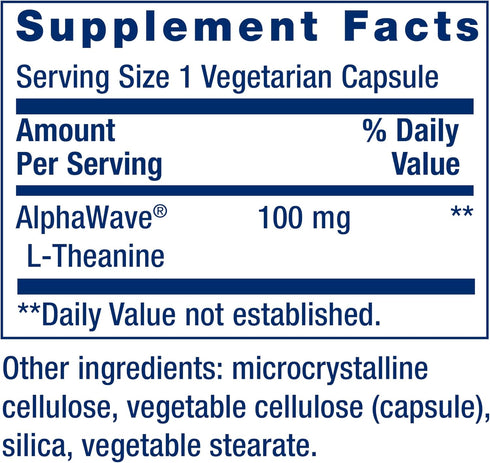 Life Extension L-Theanine, 100 mg, 60 Vegetarian Capsules, Supports Calming Effect