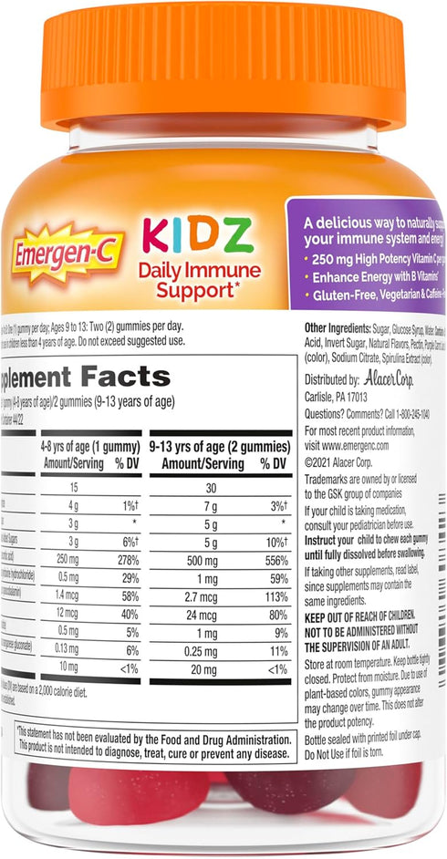 Immune Gummies Immune Gummies 44 Count Emergen-C Kidz Daily Support Dietary Supplements, Flavored with Vitamin C and B