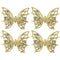Tinsow 4 Pcs Nail Diamond Metal Butterfly Jewelry, Crystal Strass Moving Wings Wedding Charms Accessories (Gold)