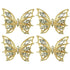 Tinsow 4 Pcs Nail Diamond Metal Butterfly Jewelry, Crystal Strass Moving Wings Wedding Charms Accessories (Gold)