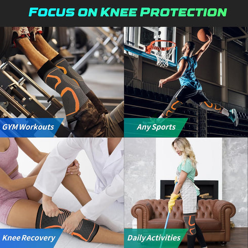 Compression Knee Braces 2-Pack | Support Sleeve for Running, Pain Relief from Meniscus Tear, ACL & Arthritis