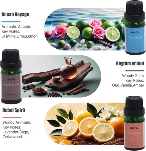 Set, 2 Oz 6 Essential Oils Well Being Fl Aromatherapy Oils for Diffuser, Pure Undiluted Fragrance Oils, All Seasons