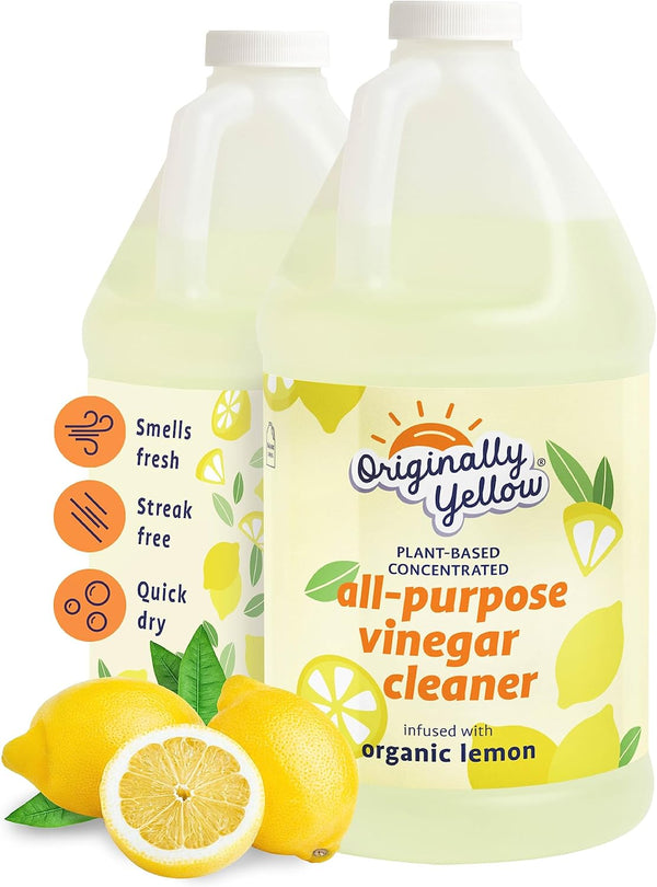 Originally Yellow All-Purpose Cleaning Vinegar, Infused with Organic Lemon for Home Floor Cleaning Solution - 64 Fl Oz
