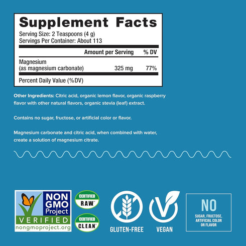 Natural Vitality Calm, 16 oz, Magnesium Citrate Supplement, Anti-Stress Drink Mix Powder, Gluten Free, Vegan & Non-GMO