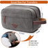 Mactso Mens Travel Toiletry Bag - Canvas Leather Cosmetic Makeup Organizer Shaving Dopp Kits with Double Compartments