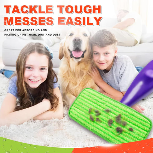 Reusable Mop Pad Compatible with Swiffer WetJet Mop, 4 Pack Microfiber Refill Pads for Floor Mopping and Cleaning, Wet