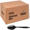 1000 Plastic Spoons Black Medium Weight, Disposable Teaspoons Utensils, Bulk Durable Plasticware for Celebrations