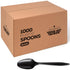 1000 Plastic Spoons Black Medium Weight, Disposable Teaspoons Utensils, Bulk Durable Plasticware for Celebrations