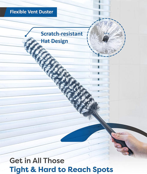 Feather Duster Kit with 5.6ft Extension Pole, 4 Washable Microfiber Dusting Brushes for Home Wall Ceiling Fan Cobweb
