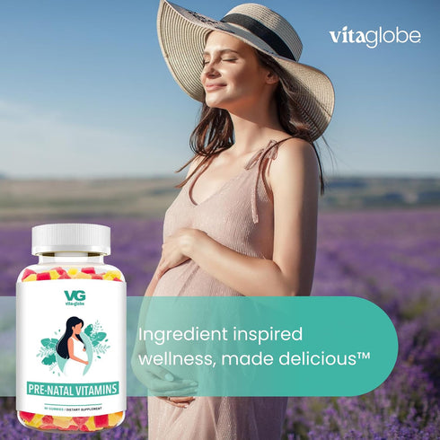 Gummy 60 Count D3, B12, Immune VITA Globe Prenatal Fish Oil Vitamins | Non-GMO Womens Multivitamin with DHA, Folate