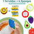 16 Pcs Fruit Dish Scrubber - Non Scratch Reusable Kitchen Scrubber for Dishwashing