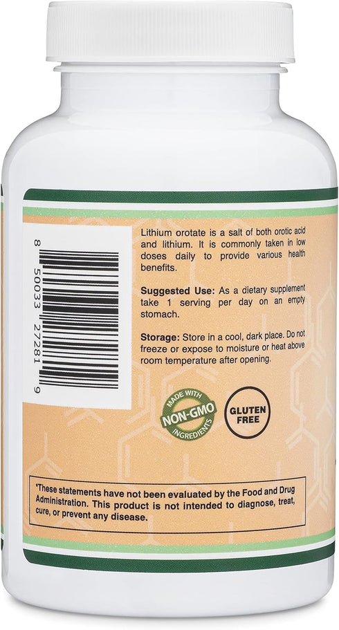Double Wood Supplements Lithium Orotate 5mg, 210 Capsules for Calmer Mind & Balanced Mood