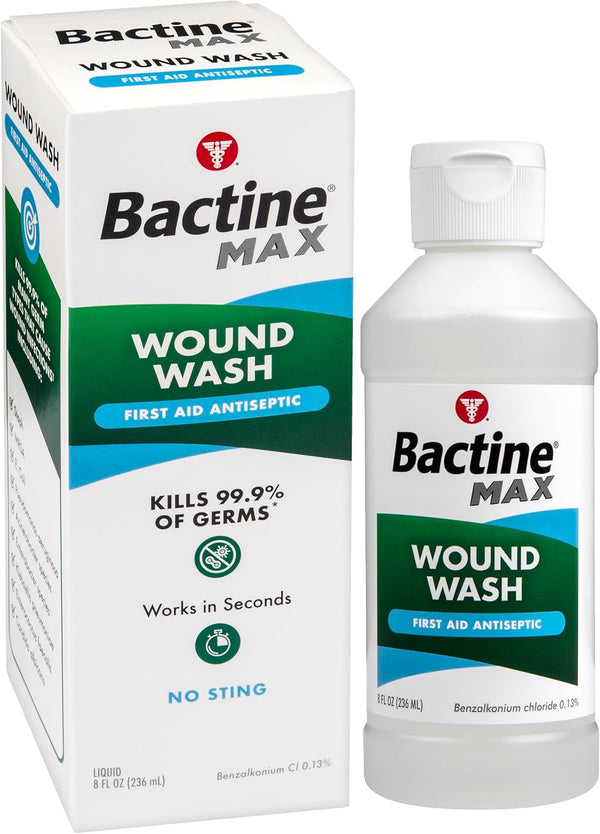 Bactine MAX First Aid Wound Wash - Antiseptic Liquid Kills 99.9% of Germs, Infection Protection for Minor Cuts,