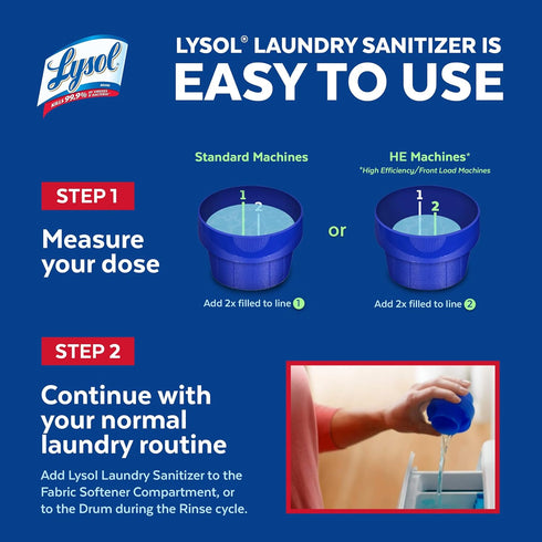 Lysol Sport Laundry Sanitizer Additive, 90oz, Eliminates Odor Causing Bacteria for Gym Clothes