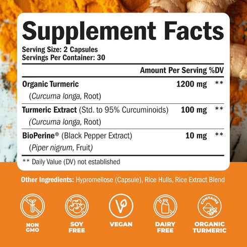 Turmeric Curcumin & Black Pepper Extract - 2 Pack - High Absorption Joint Support Supplement with Bioperine, 95%