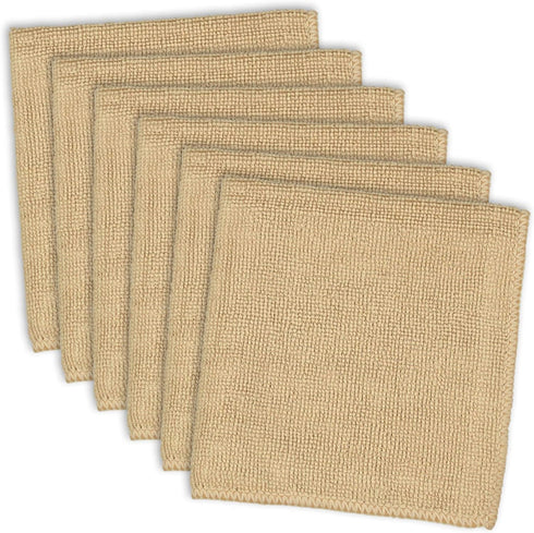 DII Cleaning Collection Soft Highly Absorbent Microfiber, Dishcloth Set, 12x12, Taupe, 6