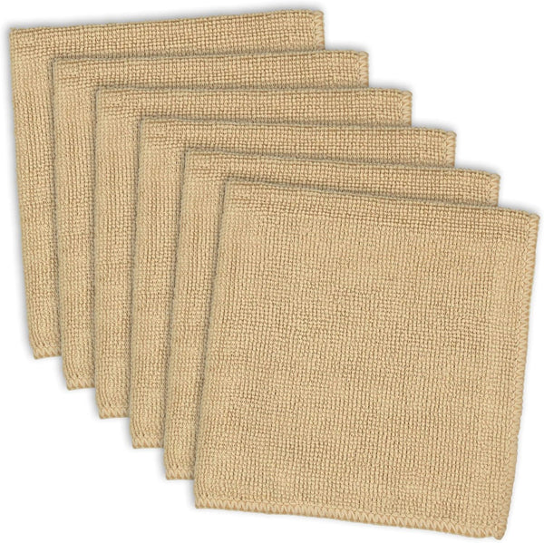 DII Cleaning Collection Soft Highly Absorbent Microfiber, Dishcloth Set, 12x12, Taupe, 6