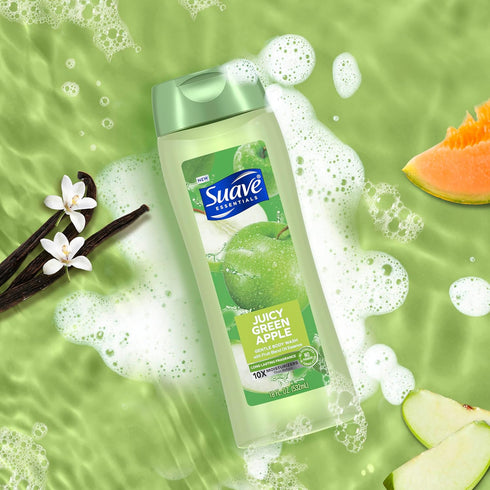 Suave Moisturizing Body Wash, Juicy Apple Scent with Vitamin E Extract, 18 Oz Pack of 6