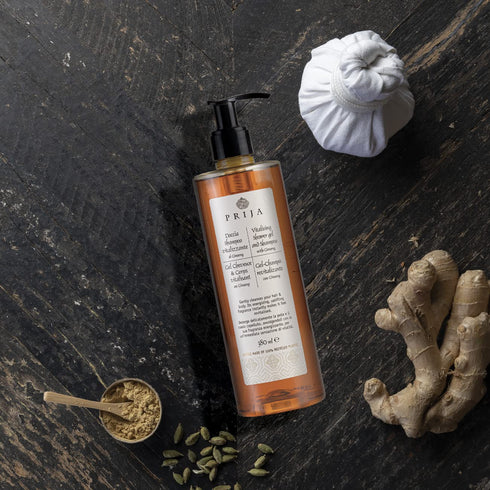 Prija Vitalizing Shower Gel & Shampoo with Ginseng (12.84 fl oz) - Toning and Revitalizing - Vegan Friendly